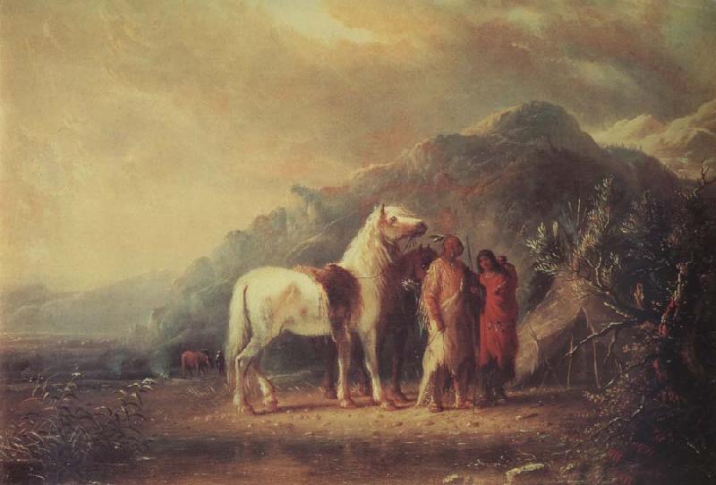 Alfred Jacob Miller Sioux camp Scene oil painting picture